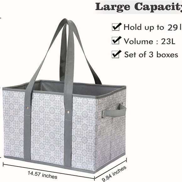 Reusable Grocery Bags [3 Pack],Large Grocery Tote Bag Water Resistant Shopping B - Picture 3 of 7